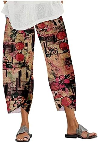 Етики дами џемпери еластични панталони лабави женски панталони широко печатени половини памучни панталони панталони удобни фустани панталони