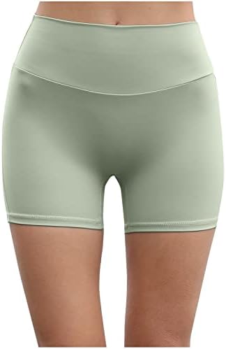 Високи половини затегнати јога панталони за жени летни еластични ленти за половината за кревање спортски јога шорцеви со товарни џебови