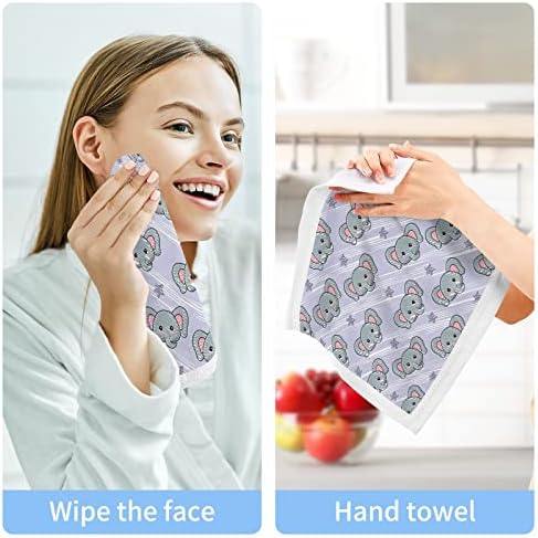 Алаза миење ткаенина поставена сива слон виолетова starвезда - пакет од 6, памучни крпи за лице, високо апсорбирачки и меки