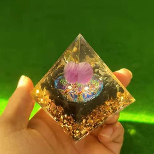 Холовал оргонитни пирамиди заздравување на енергијата кристал опсидијан сфера тиркизна чакра медитација оргон пирамида, 6 см