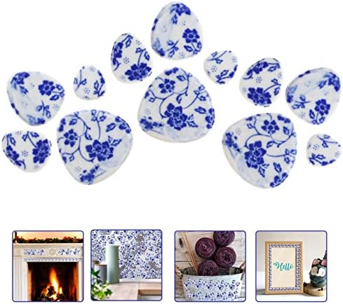 Didiseaon сина декор 1 торба керамички мозаични плочки сини и бели порцелански камчиња кинески стил DIY занаетчиски парчиња за правење