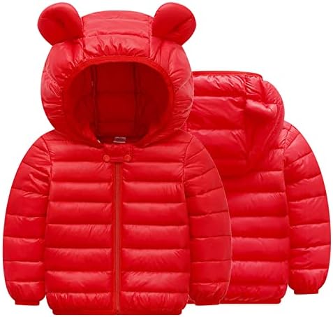 Jjhaevdy бебешки момчиња девојки пуфер јакна зимско топло руно залепено мечка мечка уши со качулка со лесна надворешна облека