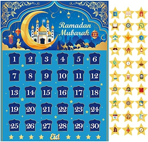 Календар НА ХАУАФ Рамазан, Одбројување На Календарот На Еид Мубарак 2023 за Материјали За Забави За Еид, Постер За Календар На Рамазан