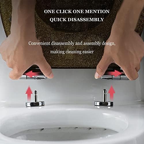 QQXX издолжено седиште за тоалети, седиште за тоалети од смола со покривка, меко блиско тоалетно седиште со стабилна шарка за тоалети од типот O/V, розови, 14x17inch