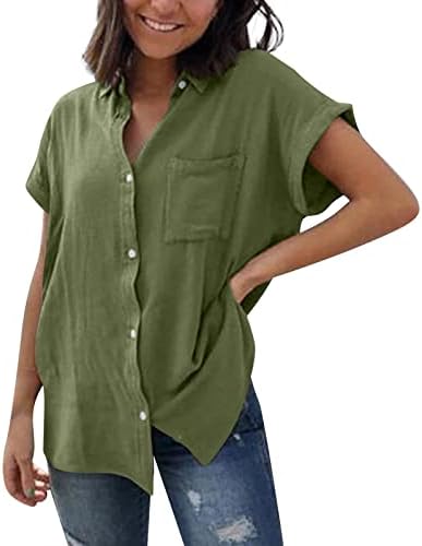Врвови за жени, преголема маица женски колеџ лето стилски стил на кратки ракави кошули со копчиња