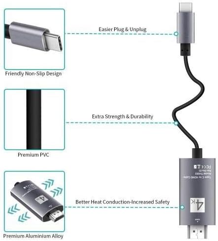 BoxWave Кабел Компатибилен Со Bowers &засилувач; Wilkins PI5-SmartDisplay Кабел-USB Тип-C ДО HDMI, USB C/HDMI Кабел за Bowers &засилувач;