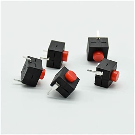 Копче за прекинувач за напојување GoOffy 5PCS црвен/црн прекинувач за заклучување на мали микро-заклучување 8 * 8 * 8.4 духовитост 2 стапки
