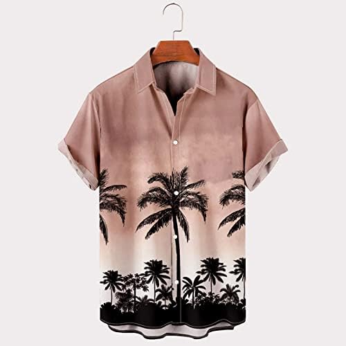 Машка пролетна летна мода врвна кошула Обична кратка ракав плажа печатени врвови на врвови, случајни машки маици Д-црна боја Д-црна