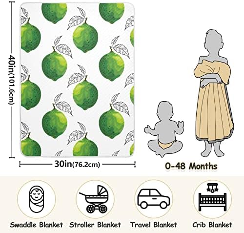 Swaddle Clabtet Limes остава памучно ќебе за доенчиња, примање ќебе, лесен меко тресено ќебе за креветчето, шетач, расадници, лимон,