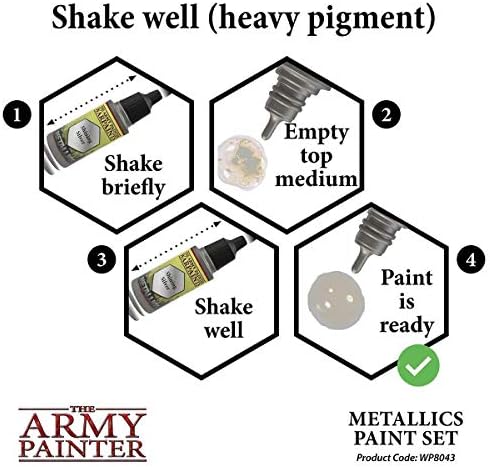 Сет на бои на Армијата на сликар - Влажна палета - Пакет со хидро пакет: Комплет за сликање на варгамери од метални акрилни бои,