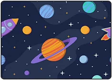 Xollar 63 x 48 во големи детски области килими космички цртани филмови вселенски планети мека расадник бебе плејматски килим за детска соба за