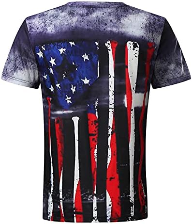 Американско знаме класично вклопување маица за мажи starsвезди и ленти со кратки ракави патриотски мускулен тренинг атлетика атлетики