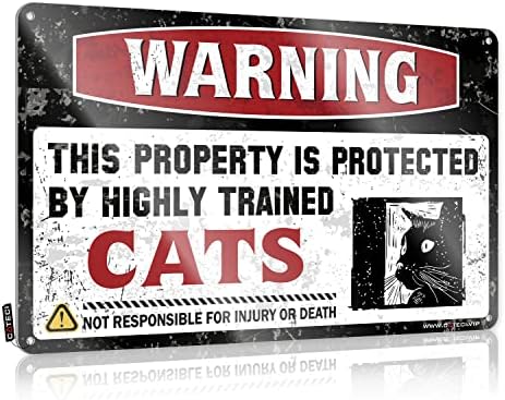 Cakjuice Пазете се од мачки предупредување знак за калај лого ретро стил калај знаци wallид налепници дома украс куќа канцеларија гаража