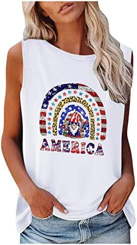 Американски резервоари за жени Американски знаме Патриотски кошули без ракави туники САД 4 -ти јули врвови на облеката на Денот на независноста