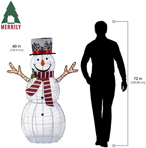 Merrily Flex Micro LED снежен човек, висина од 60 инчи, мулти-обоена