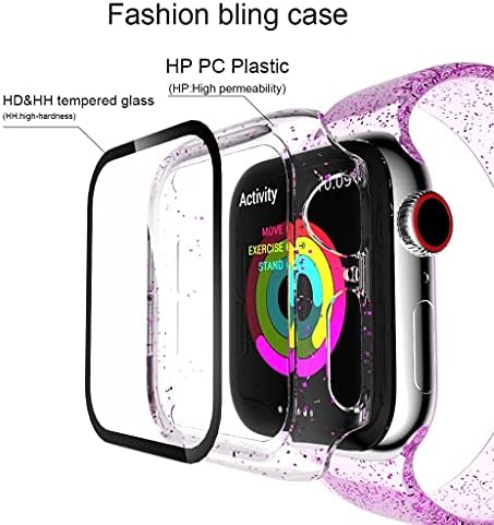 UMG Case компатибилен со Apple Watch Series 6/SE/Series 5/Series 4 38 40 42 44mm со вграден заштитник на екран на стакло- сите