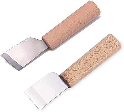 Кожен нож од Wuta, 2 парчиња остри нож за сечење со дрвена рачка, кожен нож за работа со нож за занаетчиски алатки за намалување на DIY