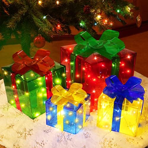 [Поголема големина 12 -8 -6 -5] 4 парчиња 70 LED осветлени кутии за подароци