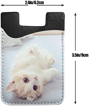 Dansenvmei симпатична мачка Телефонски држач за кожни кредитни картички за лична карта за лепило за лепило за задниот дел на iPhone Android паметен