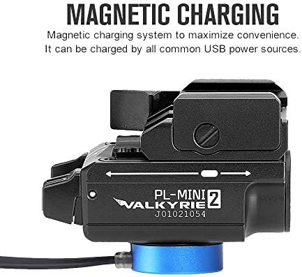 Olight Pl-Mini 2 Valkyrie 600 Lumens Magnetic USB-полнење на компактна светлина со прилагодлива железница, во комплет Один 2000 лумени