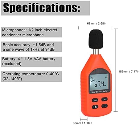 KXDFDC Висока прецизност дециметар Дигитален мерач на бучава Мерач на звук на животната средина Тестер за прецизно прецизно откривање