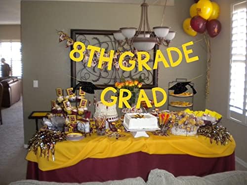 Декорации за дипломирање од 8 Одделение 2023 Година, Златен Сјај Банер од 8 Одделение, Момче Девојче Деца Од Осмо Одделение Додатоци