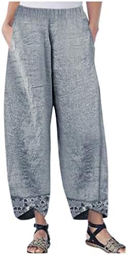 Памучни памучни постелнини од мемија мода за дишење на високо половината замотана широко распространетост на ногата со џебови со џебови