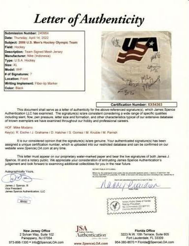 Олимпискиот Хокеарски Тим на САД од 2006 година потпишан со потпис На Најк џерси Мајк Модано ЈСА-Автограмирани Дресови ОД НХЛ