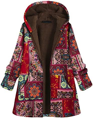 Hutjdha Fashion Parka For Women Super Super Soft со ровови со аспираторски палто со долги ракави полиестер печати туника домашна