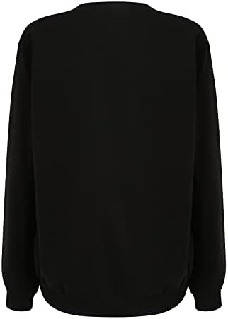 Loveубовни графики печати џемпери за жени, испуштаат рамо со долги ракави, пулвер кошула, обични лабави вклопувачки врвови