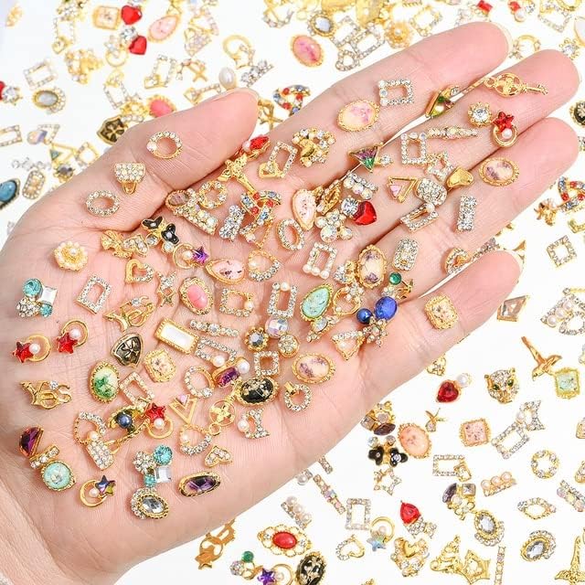 Измешајте 50 парчиња метал циркон луксузен елегантен rhinestones маникир за нокти украс златно сребрена легура кристален накит додаток за нокти - додаток на нокти -