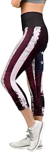 Женски јога панталони исечени печати американски обичај пилатес патриотски трчање САД слаби знамиња за салата за салата права