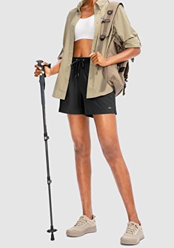 YYV жени 5 пешачки шорцеви за пешачење Брзи суви атлетски шорцеви за лето на отворено со џебови