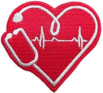 Клориз медицинска сестра лепенка црвено срце стетоскоп доктор везено железо на закрпи додатоци за облека Апликации медицински сестри