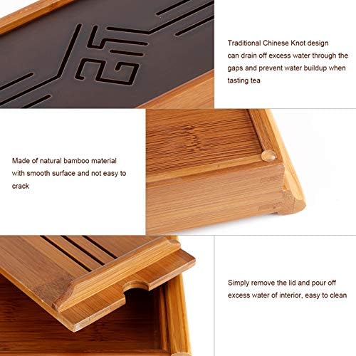 Табела за чај Поставете кинеска табела за чај од чај од бамбус бамбус за домашна канцеларија 15x5 инчи