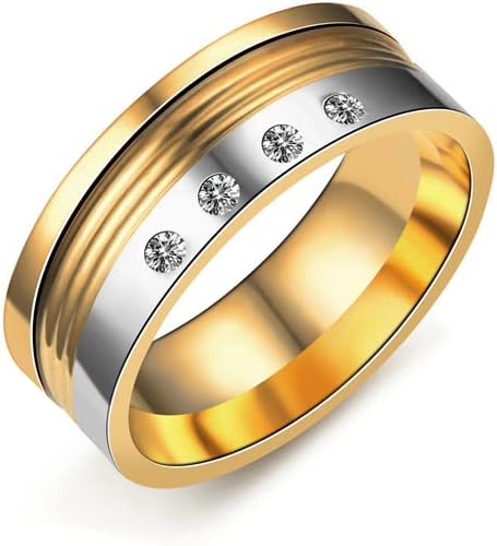Колезо 8мм 316L прстени за мажи жени четири прстен за ангажман на прстен за прстен на прстен од кристал 8мм-89358