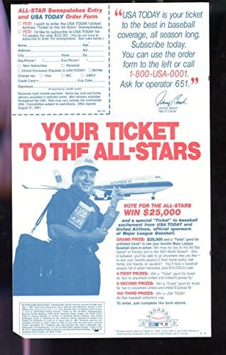 1991 година во бејзбол игра во Торонто Ол-стар САД денес гласачкото ливче Johnони Бенч Алстар