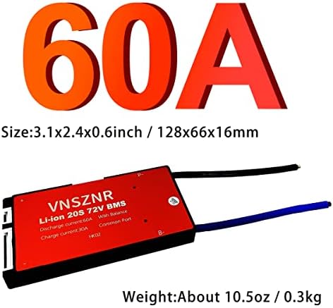 VNSZNR литиум батерија BMS 72V 60A 20S 20S Li-Iонски систем за управување со батерии PCB заштита од табла со баланс води BMS