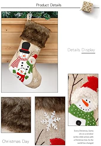 Големи Висечки Божиќни Украси Ленени Везови Божиќни Чорапи Торби За Подароци Торби За Бонбони Торби За Подароци Приврзоци Божиќни