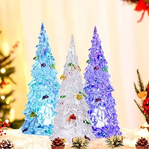 Мала осветлена акрилна новогодишна елка: 12 парчиња табела на врвот на предводени елки на предводени Божиќни дрвја XMAs Ноќна светлина за одмор