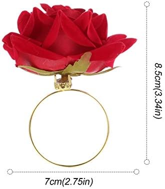 Vorcool Serviette тока 4 парчиња розово цвеќе од салфетка прстени занаетчиски занаети за лозови салфетки прстени украси за маса