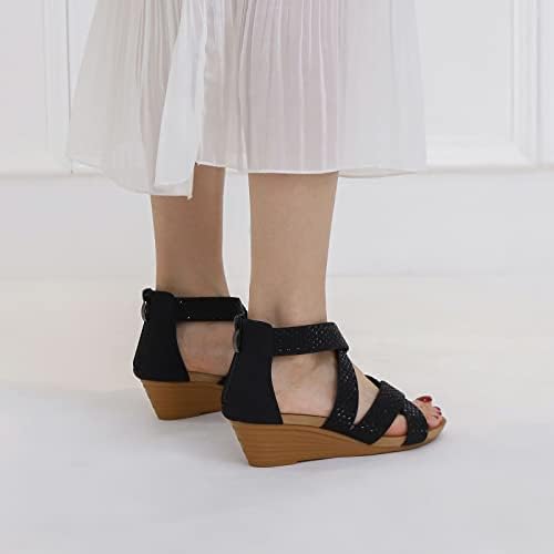 Гуфесф симпатични сандали за жени, жени затворени пети сандали случајни летни шупливи канали од клинчиња гроздобер чевли