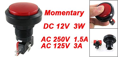 UXCELL® A12022100UX0173 Светло осветлен црвен знак Моментен прекинувач на копчето за притискање, 1 NO N/O 1 NC N/C, 12V DC