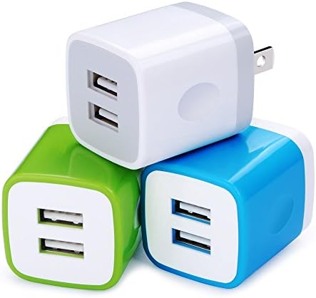 Приклучок USB Wallиден адаптер, USB Wallиден приклучок за полнач, Brown Block Block Cube Box, 5V/2.1A Универзален адаптер за напојување Brick Base