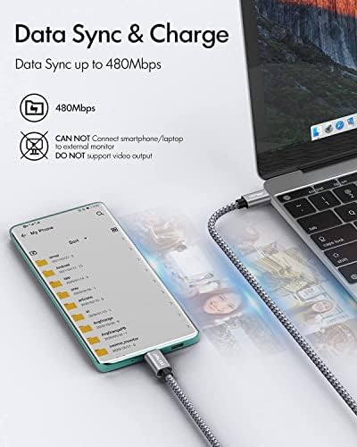 Jalixi usb c до USB C кабел [10ft, 2-pack], 60W Брзо полнење со полнач за полнач за полнење за Samsung Galaxy S22 S21 S20 Ultra, белешка