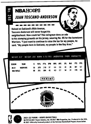 Хуан Тоскано-Андерсон РЦ 2021-22 Панини Хупс 248 Дебитант НМ+ -МТ+ НБА кошаркарска трговија картичка воини