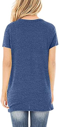 2023 памук vneck лабав вклопување опуштено вклопување завој Основна маичка за блуза за тинејџерски девојки кратки ракави блузи дами 8o