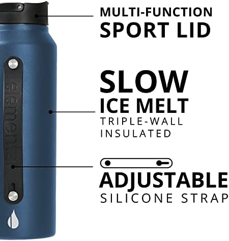Елементарно иконски троен wallиден вакуум изолирано шише со вода со слама и спортско капаче од не'рѓосувачки челик за теретана, патување и