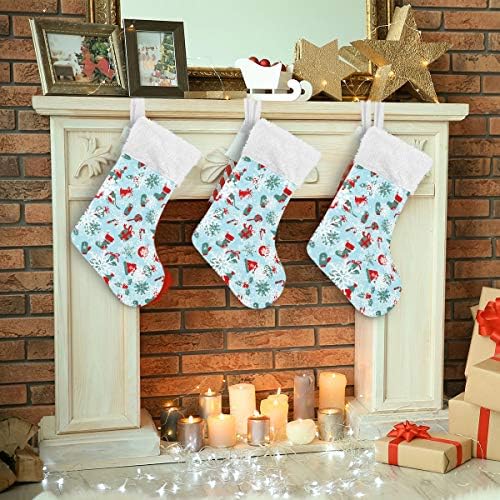 Божиќни чорапи Божиќни снегулки Класични персонализирани големи декорации за порибување за семејни сезонски празници Декор 1 пакет, 17,7 ''