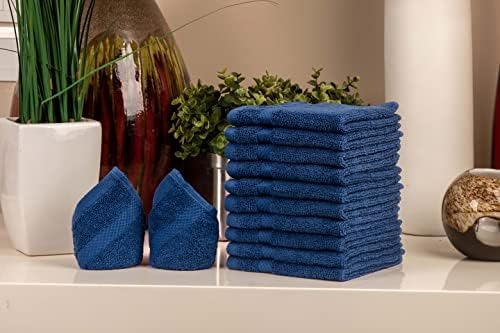 Актими Премиум памучни крпи за миење, пакет од 12, 13х13 инчи, 520 gms, издржливо, брзо суво и екстра апсорбирана крпа за чистење за дома,